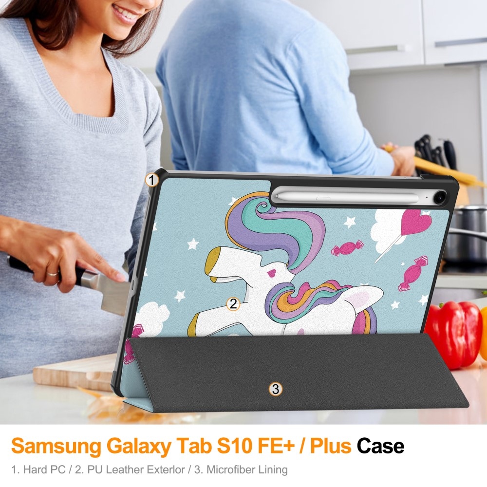 Patte chytré zavírací pouzdro na Samsung Galaxy Tab S10 FE+ - jednorožec