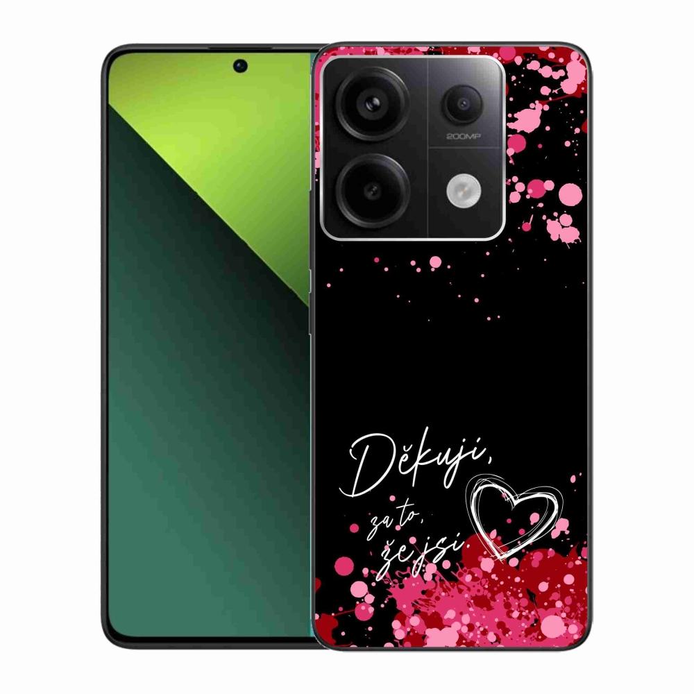 Gelový kryt mmCase na Xiaomi Redmi Note 13 Pro 5G/Poco X6 5G - zamilovaný text 2 černé pozadí