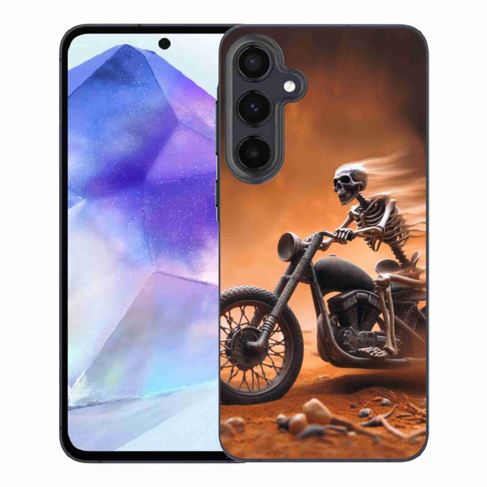 Gelový kryt mmCase na Samsung Galaxy A55 5G - kostra na motorce