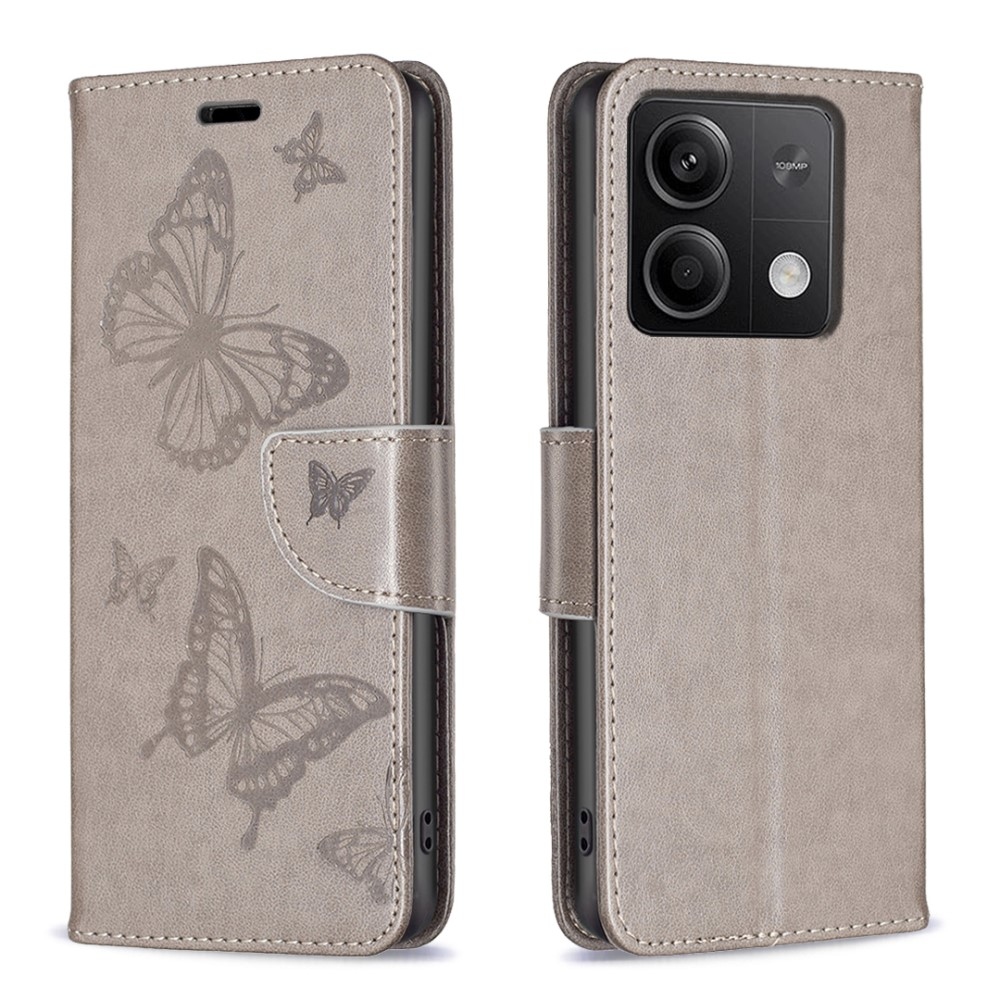 Butterfly knížkové pouzdro na Xiaomi Redmi Note 13 - šedé
