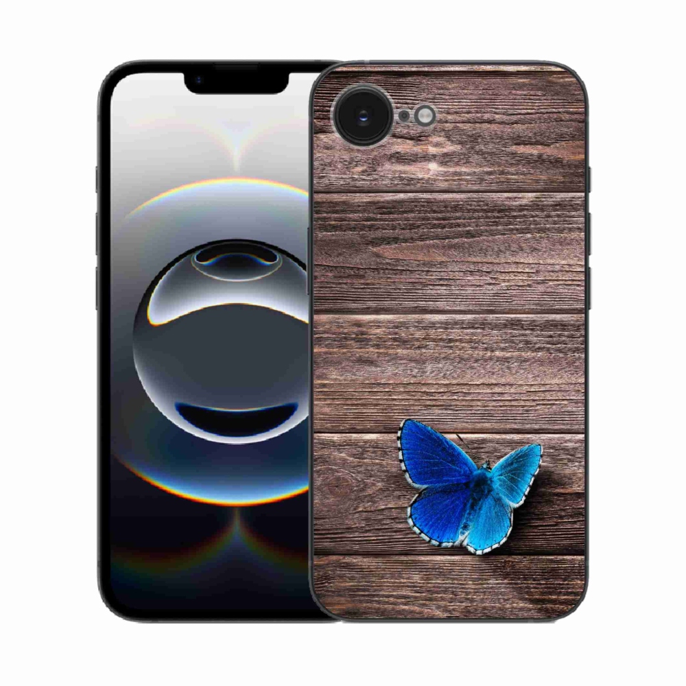 Gelový kryt mmCase na iPhone 16e - modrý motýl 1