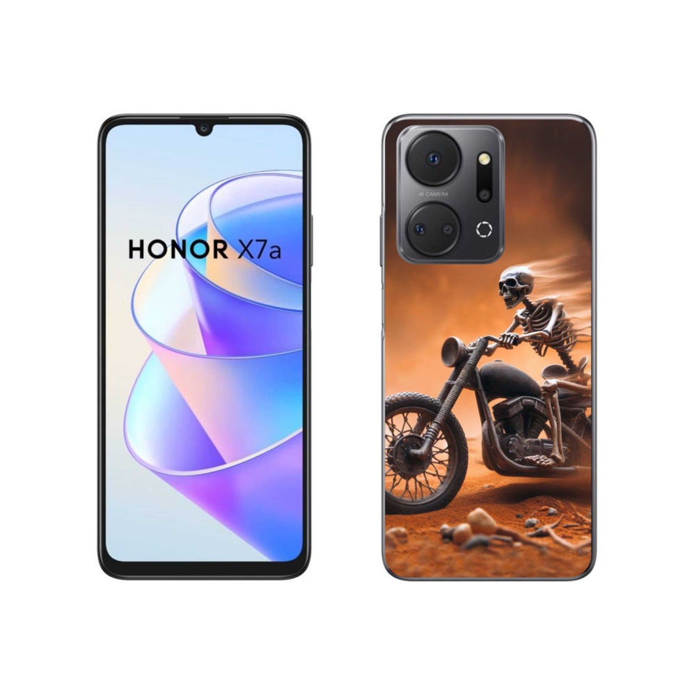 Gelový kryt mmCase na Honor X7a - kostra na motorce