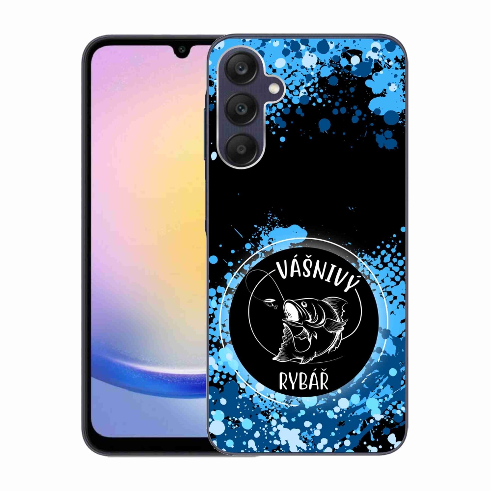 Gelový kryt mmCase na Samsung Galaxy A25 5G - vášnivý rybář černé pozadí