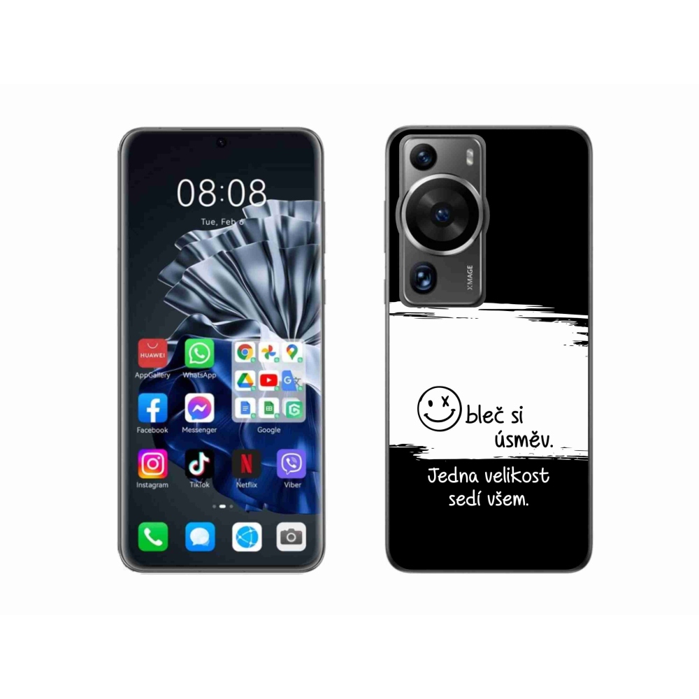 Gelový kryt mmCase na Huawei P60 Pro - vtipný text 8 bíločerné pozadí
