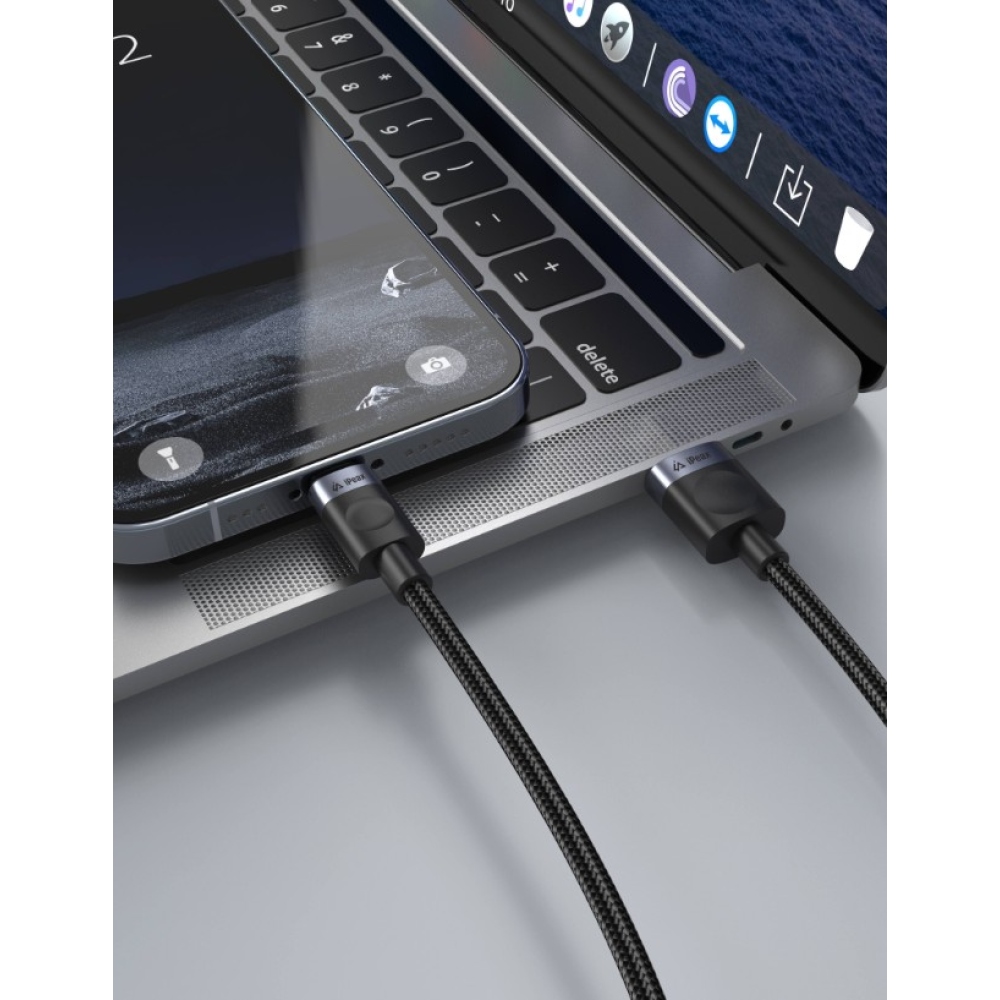 iPEAX textilní kabel USB-A / USB-C 1M, USB 2.0 - černý