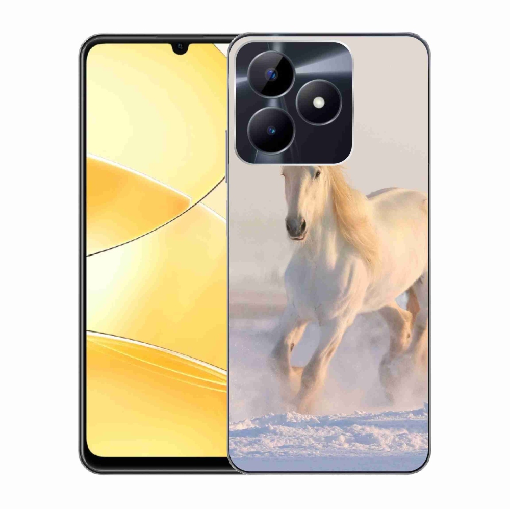Gelový obal mmCase na Realme C51/C53 - kůň ve sněhu
