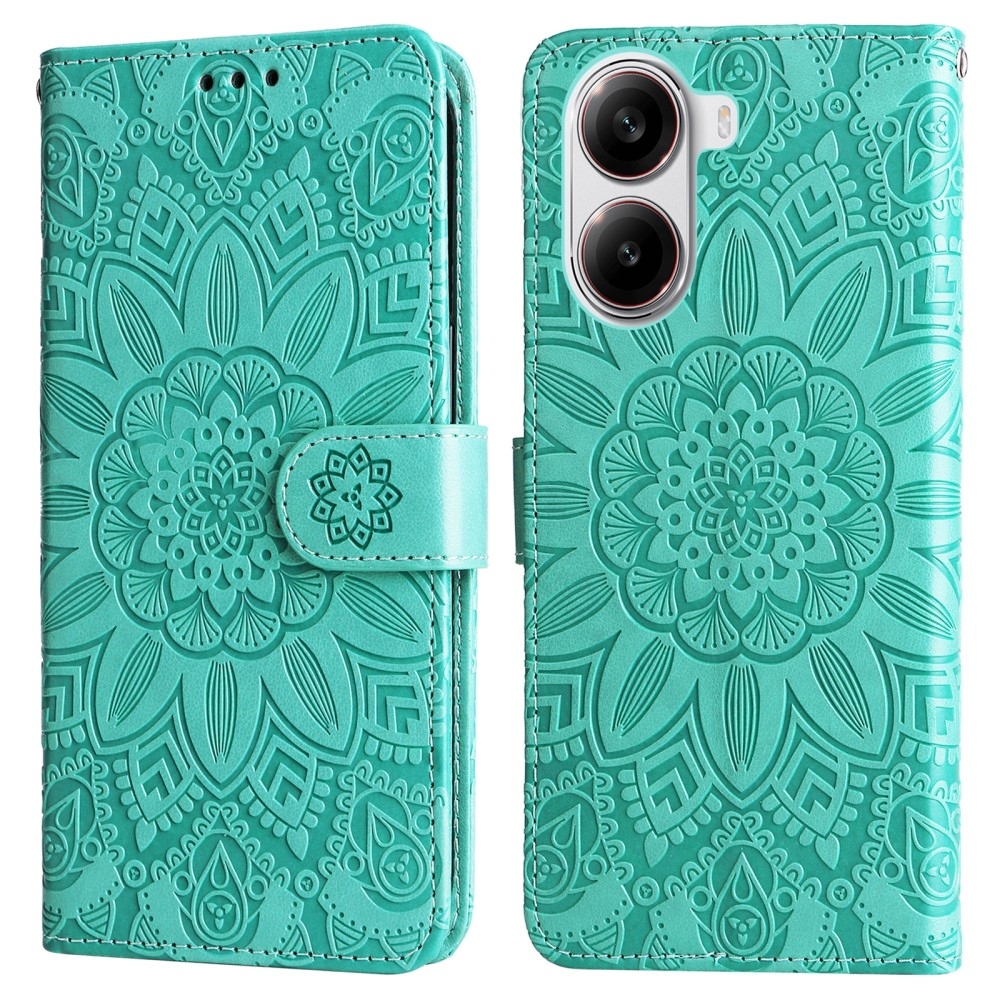 Sunflower knížkové pouzdro na Xiaomi Poco X7 Pro 5G - modrozelené