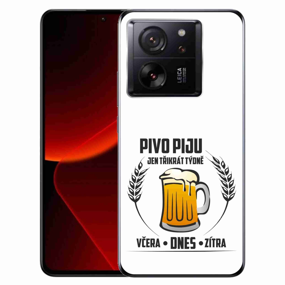 Gelový kryt mmCase na Xiaomi 13T/13T Pro - pivní motiv bílé pozadí