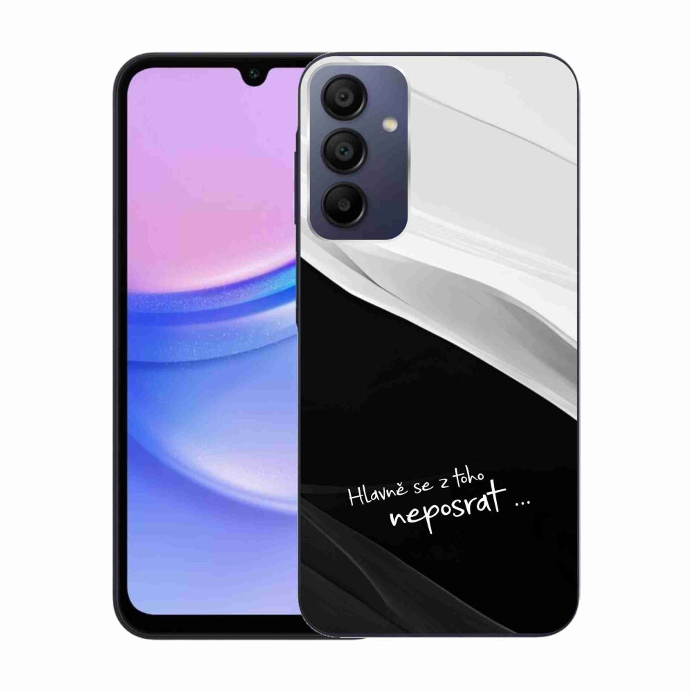 Gelový kryt mmCase na Samsung Galaxy A15 4G/5G - vtipný text 13 černobílé pozadí