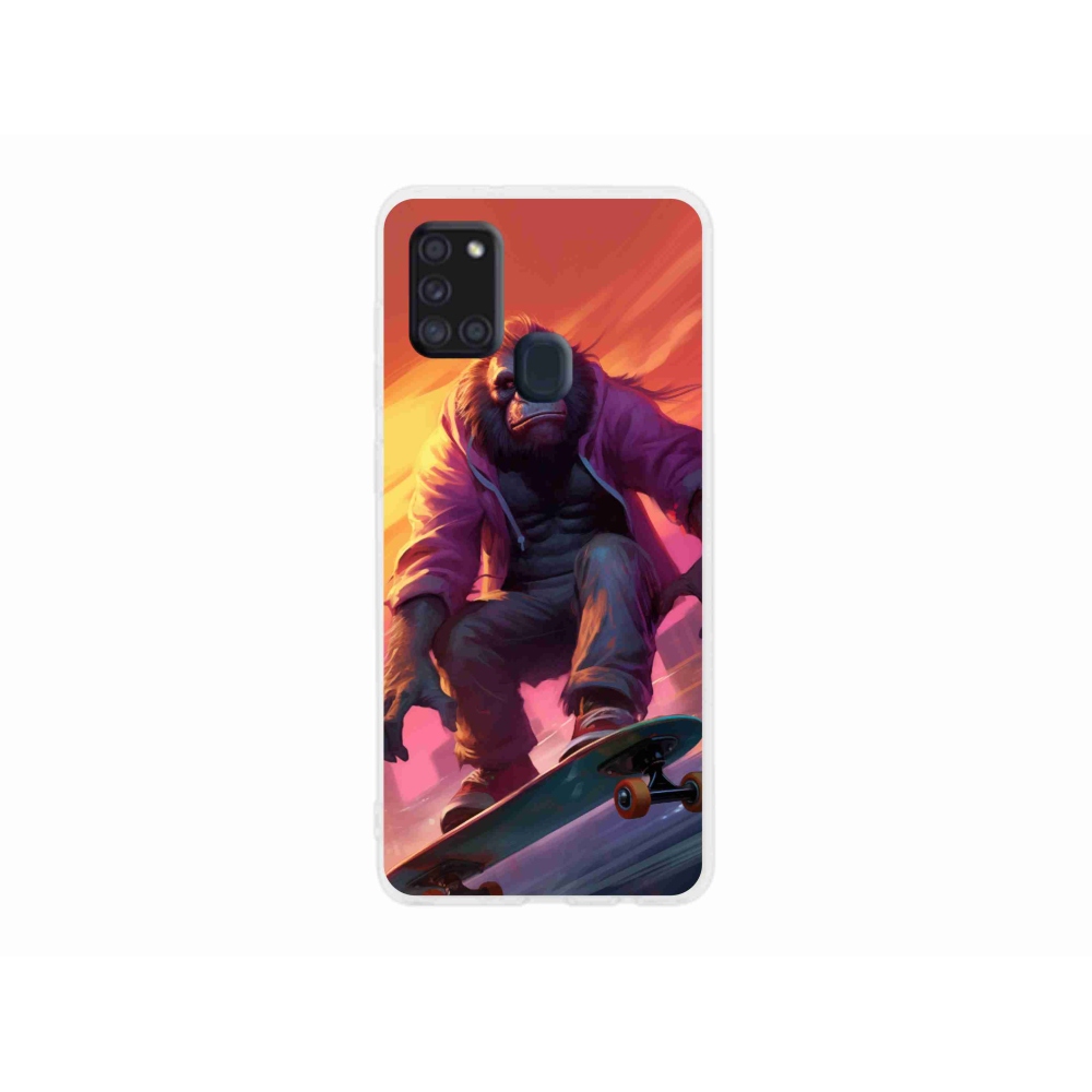 Gelový kryt mmCase na Samsung Galaxy A21s - gorila na skateboardu