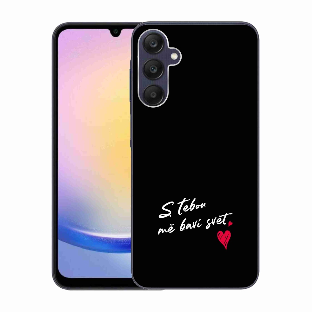 Gelový kryt mmCase na Samsung Galaxy A25 5G - zamilovaný text 1 černé pozadí