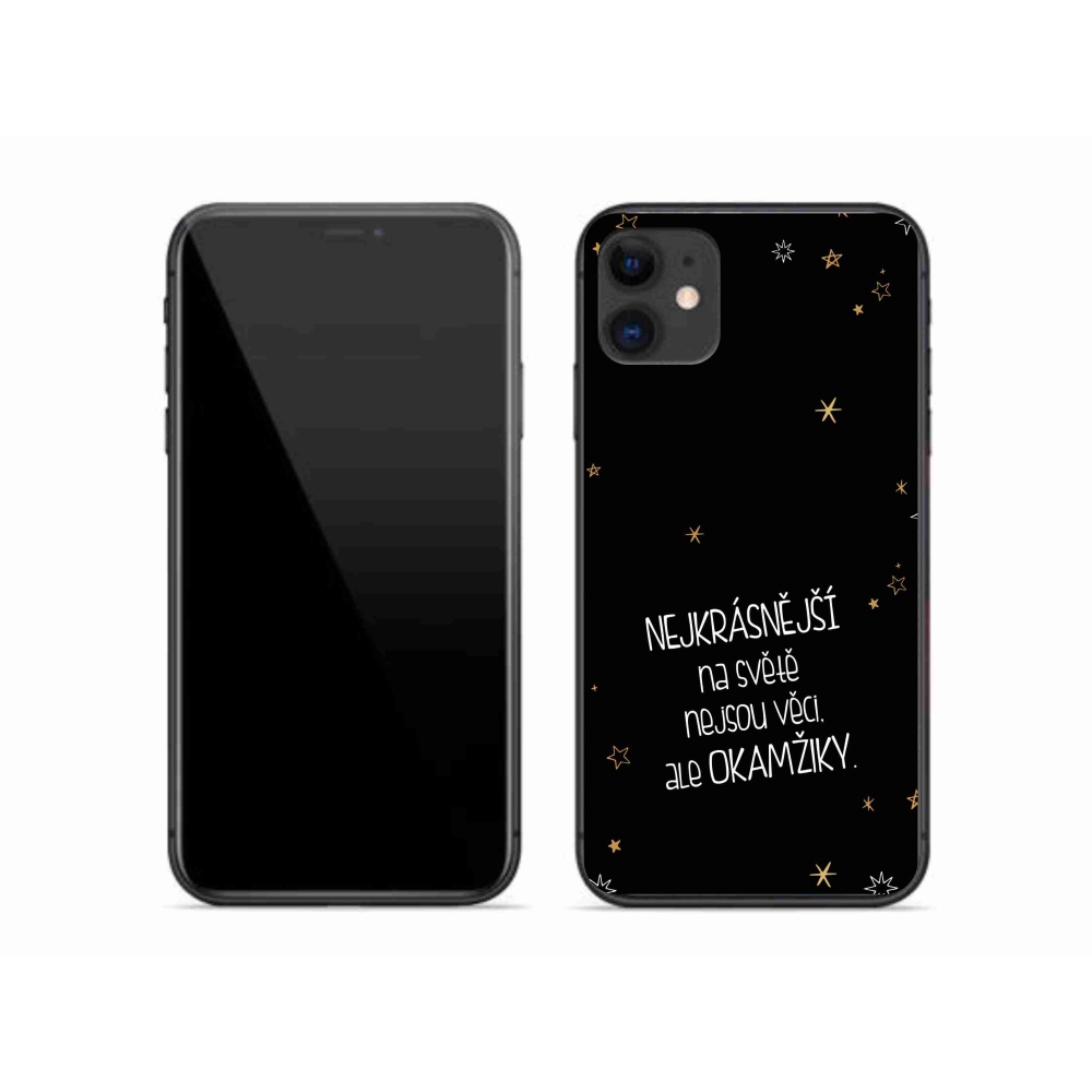 Gelový kryt mmCase na iPhone 11 - citát 4 černé pozadí