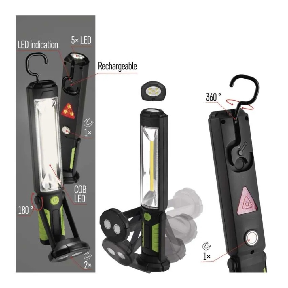 COB LED + LED pracovní svítilna P4525,500 lm,Li-Ion 2000 mAh