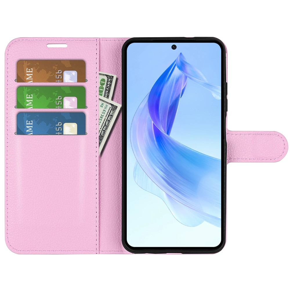 Litchi knížkové pouzdro na Honor 90 Lite - růžové