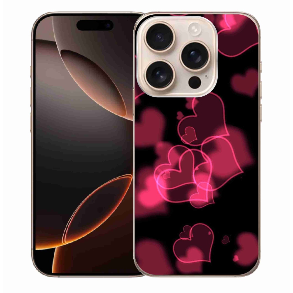 Gelový kryt mmCase na iPhone 16 Pro Max - červená srdíčka