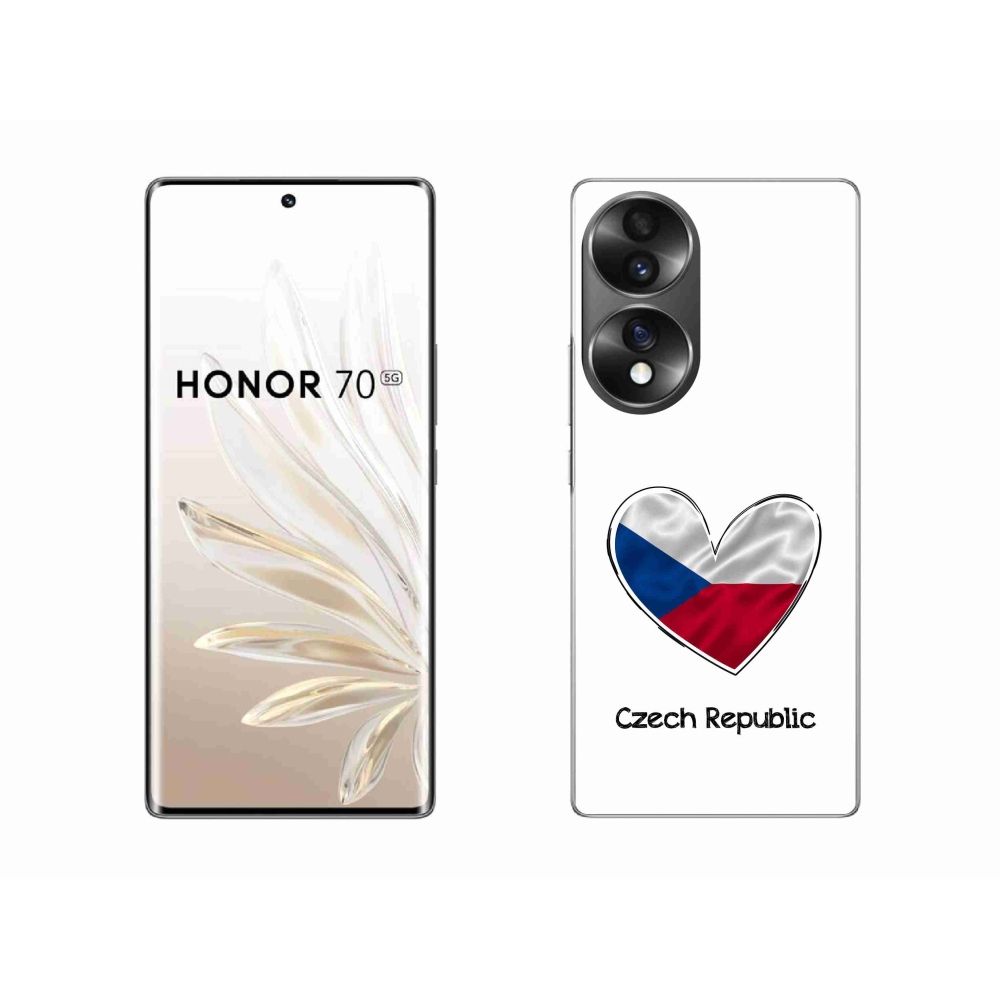 Gelový kryt mmCase na Honor 70 - vlajka srdce bílé pozadí