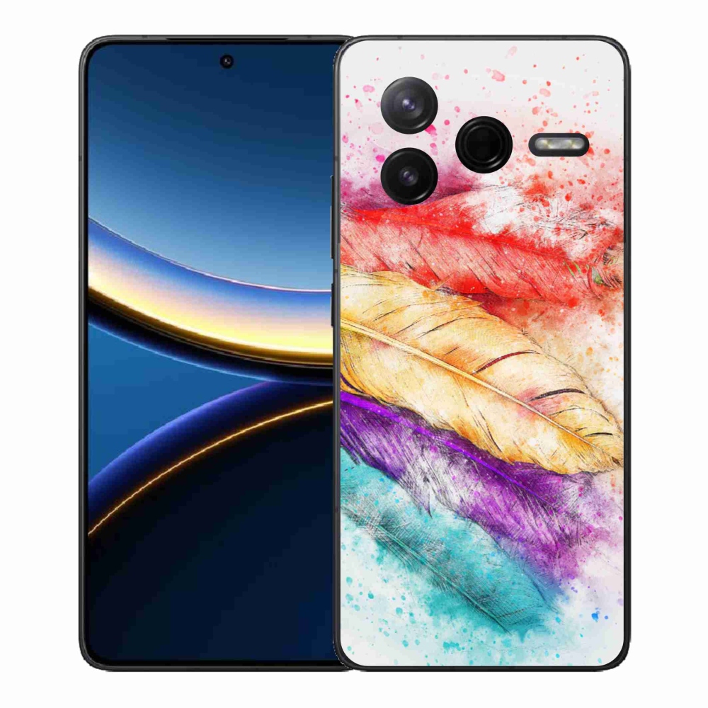 Gelový kryt mmCase na Xiaomi Poco F7 Pro - barevné peří