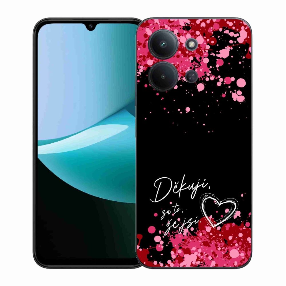 Gelový kryt mmCase na Xiaomi Redmi 15C 4G (171mm)/Poco C85 4G (171mm) - zamilovaný text 2 černé pozadí