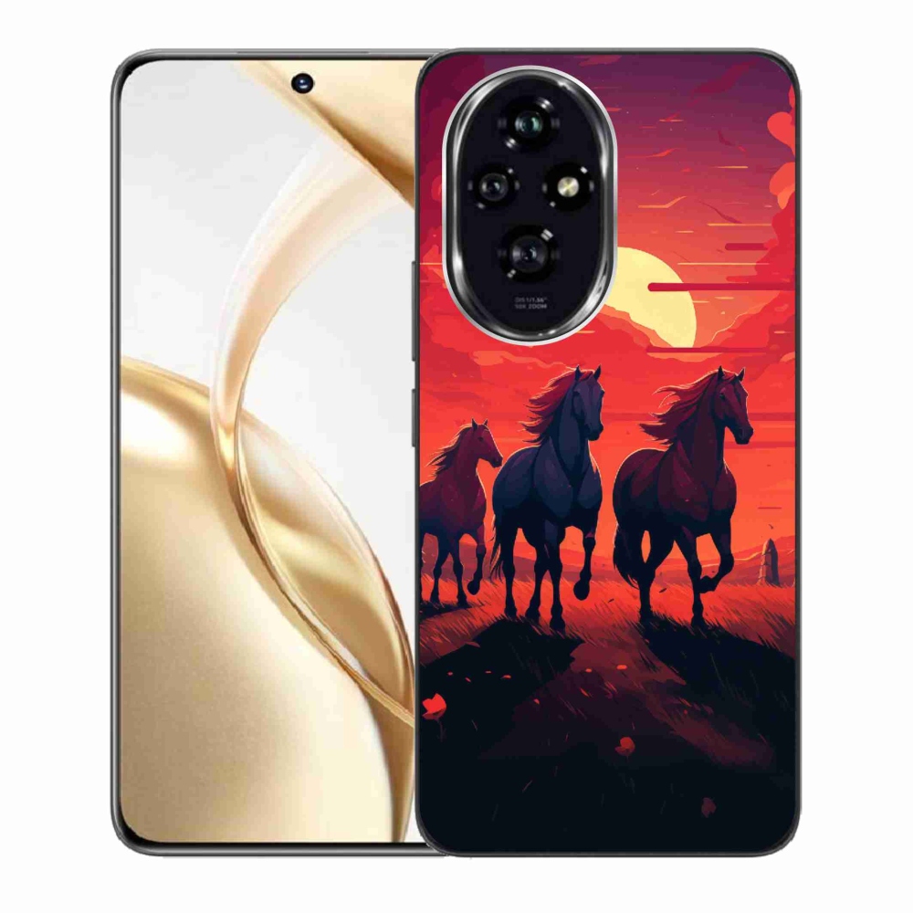 Gelový kryt mmCase na Honor 200 5G - koně a západ slunce