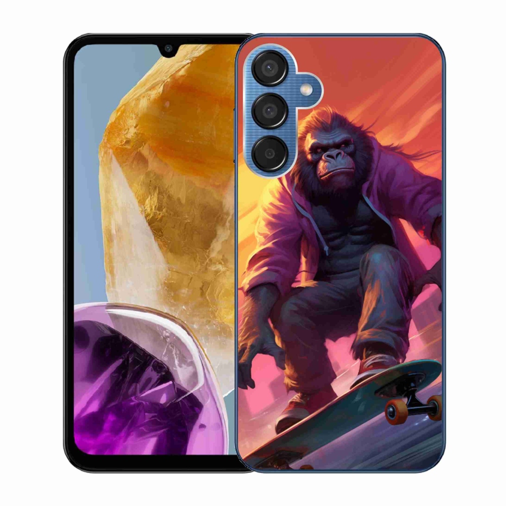 Gelový kryt mmCase na Samsung Galaxy M15 5G - gorila na skateboardu