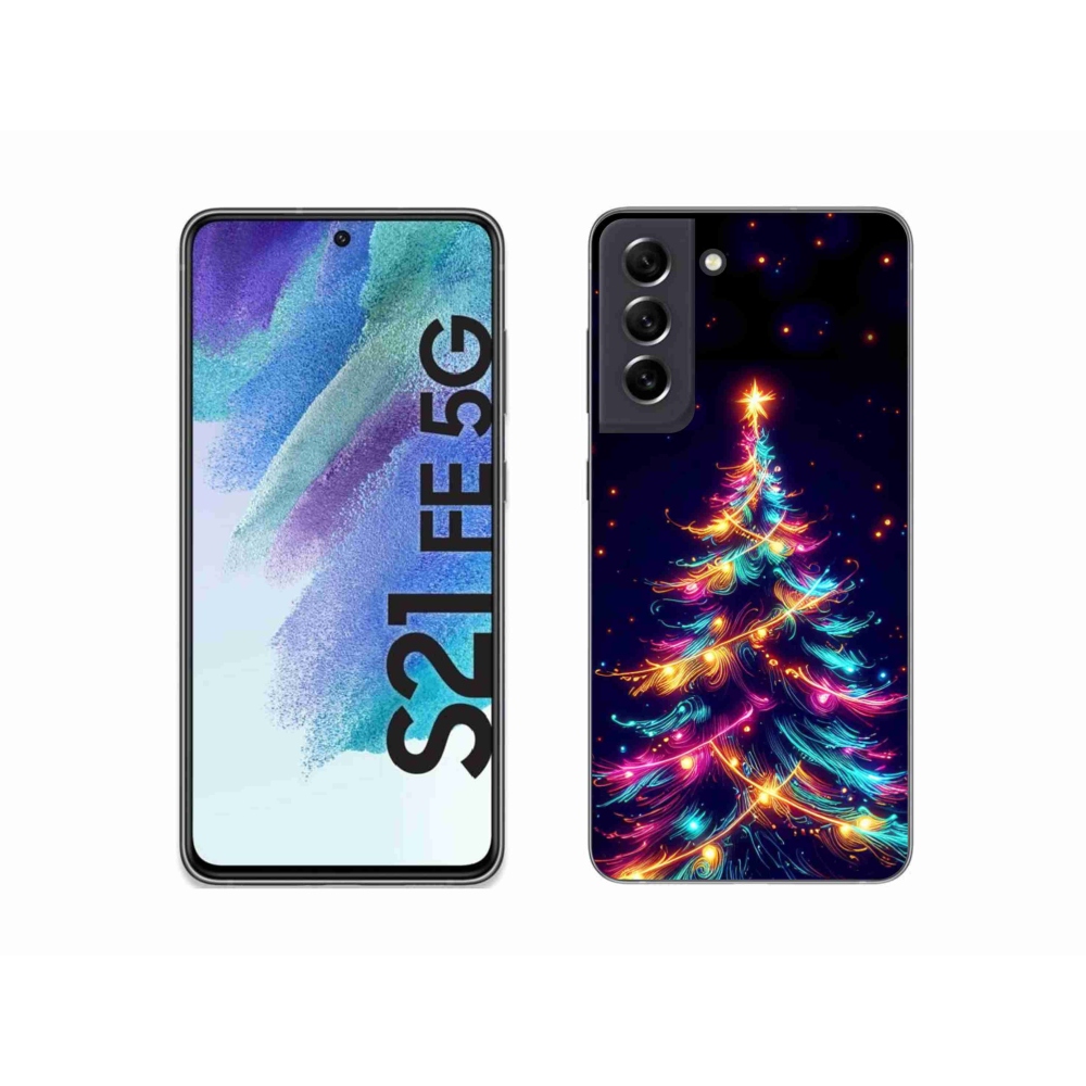 Gelový kryt mmCase na Samsung Galaxy S21 FE 5G - neonový vánoční stromek