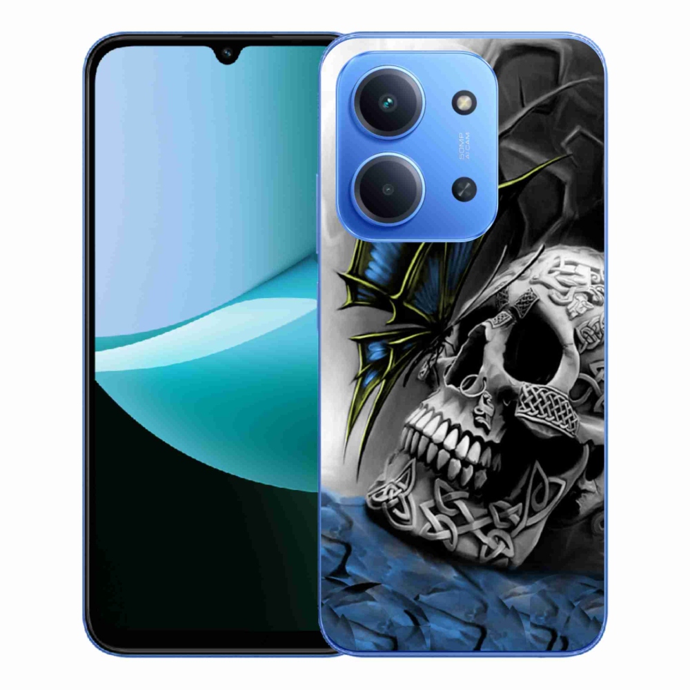 Gelový kryt mmCase na Xiaomi Redmi 15C 4G/5G (173mm) - motýl a lebka