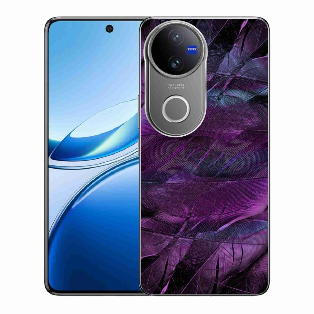 Gelový kryt mmCase na Vivo V50 5G - fialová pírka