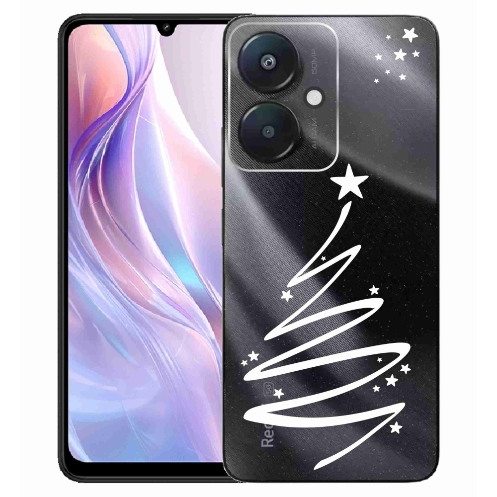 Gelový kryt mmCase na Xiaomi Redmi 13C 5G - bílý stromeček na průhledném pozadí