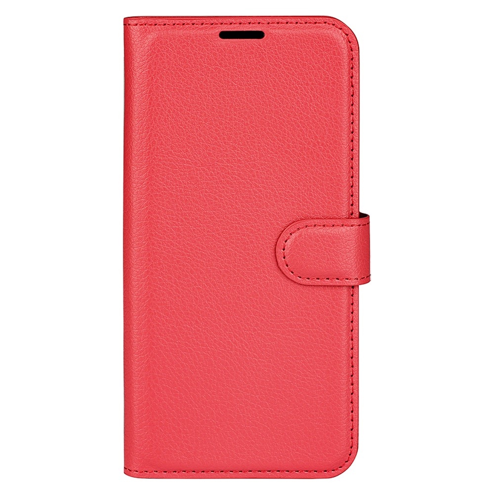 Litchi knížkové pouzdro na Xiaomi Redmi Note 14 5G - červené
