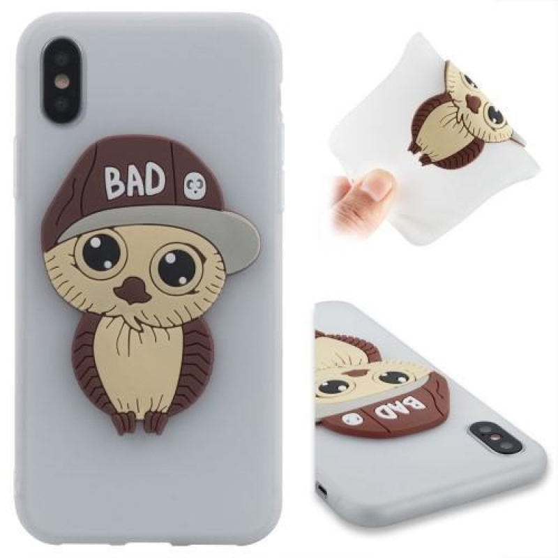 3D boy silikonový obal na iPhone X - bílý