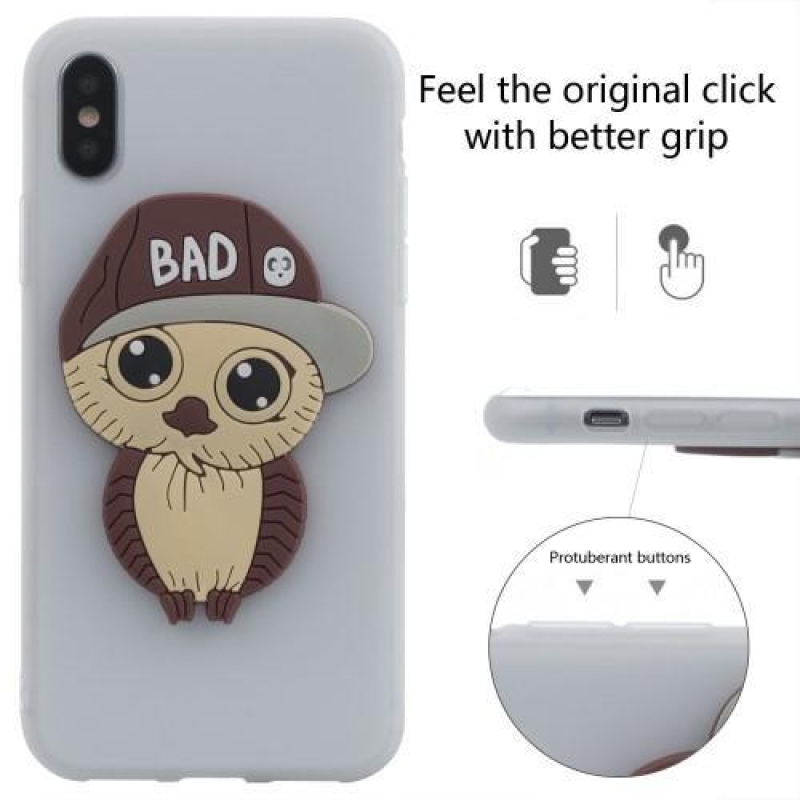 3D boy silikonový obal na iPhone X - bílý