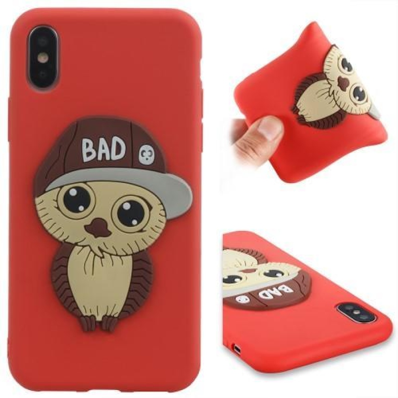 3D boy silikonový obal na iPhone X - červený