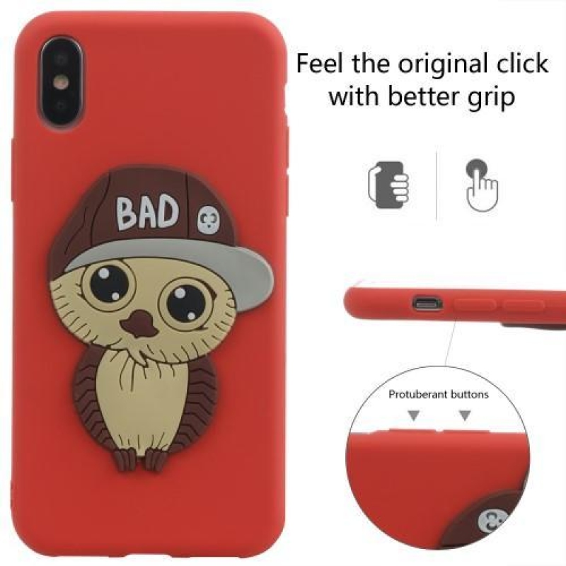 3D boy silikonový obal na iPhone X - červený
