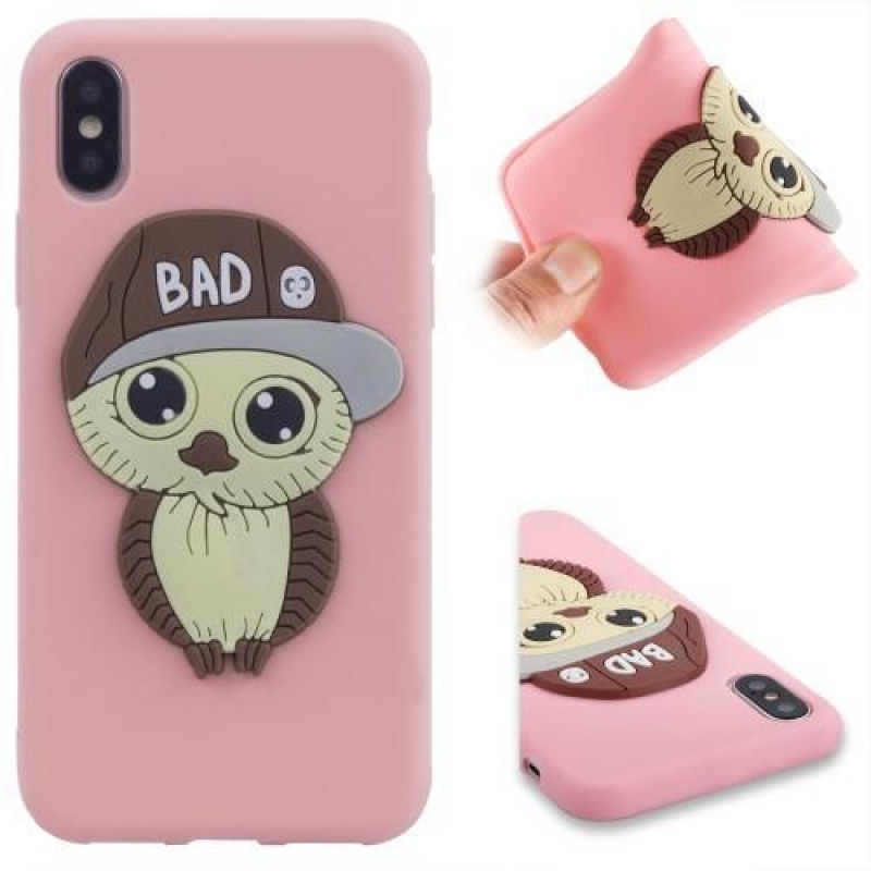 3D boy silikonový obal na iPhone X - růžový