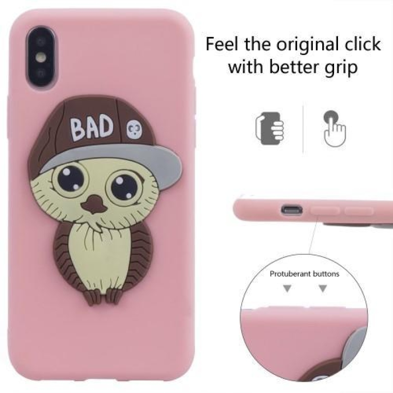 3D boy silikonový obal na iPhone X - růžový