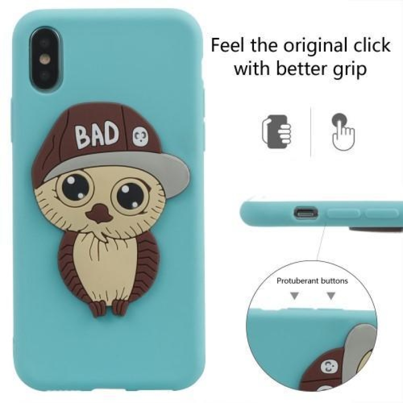 3D boy silikonový obal na iPhone X - světle modrý