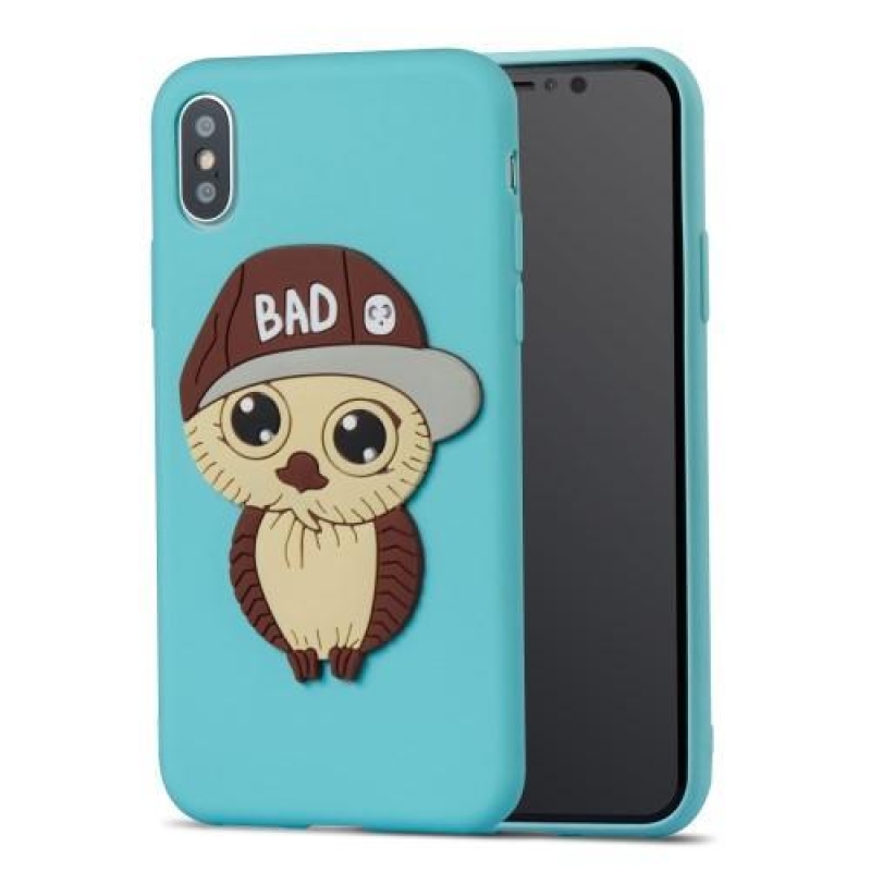 3D boy silikonový obal na iPhone X - světle modrý