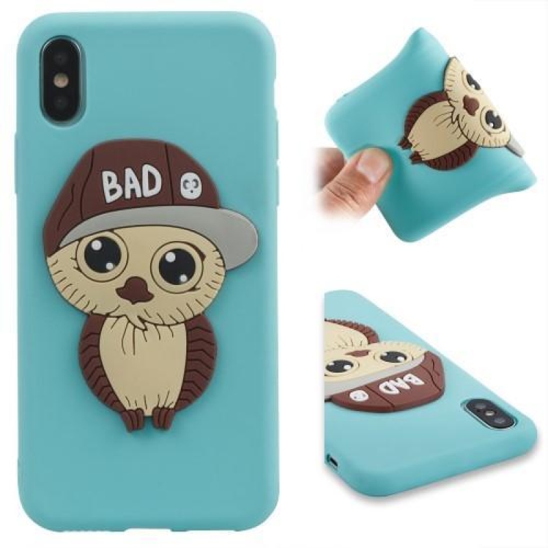3D boy silikonový obal na iPhone X - světle modrý