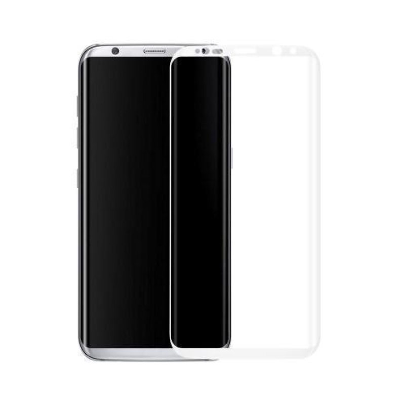 3D celoplošné fixační tvrzené sklo pro displej Samsung Galaxy S8 - bílý lem