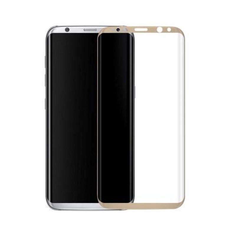 3D celoplošné fixační tvrzené sklo pro displej Samsung Galaxy S8 - zlatý lem