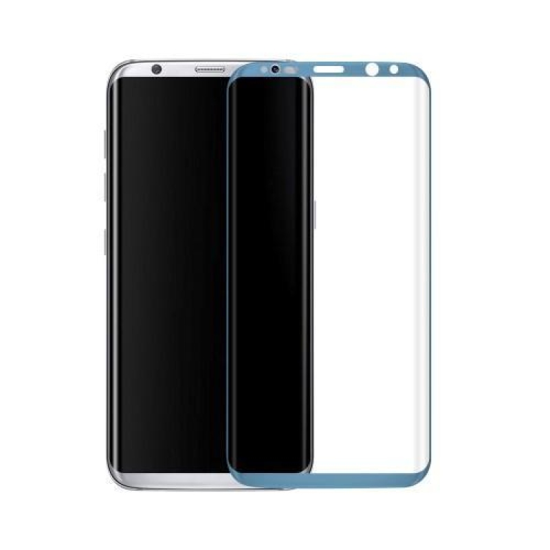 3D celoplošné fixační tvrzené sklo pro Samsung Galaxy S8 Plus - modrý lem