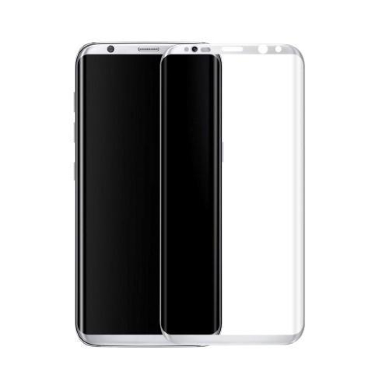 3D celoplošné fixační tvrzené sklo pro Samsung Galaxy S8 Plus - stříbrný lem