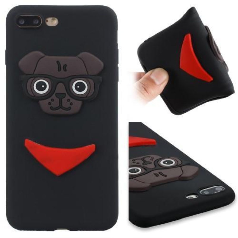 3D dog silikonový obal na iPhone 8 Plus a iPhone 7 Plus - černý