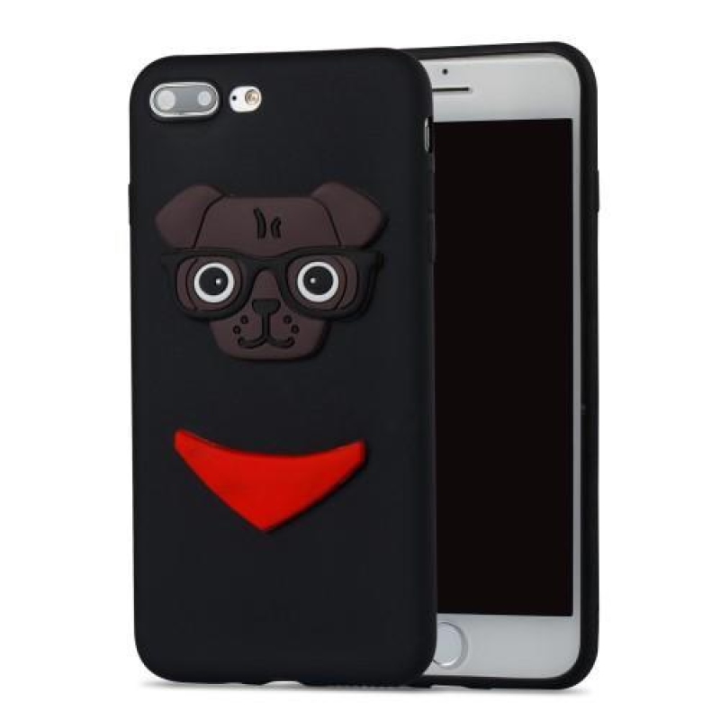 3D dog silikonový obal na iPhone 8 Plus a iPhone 7 Plus - černý