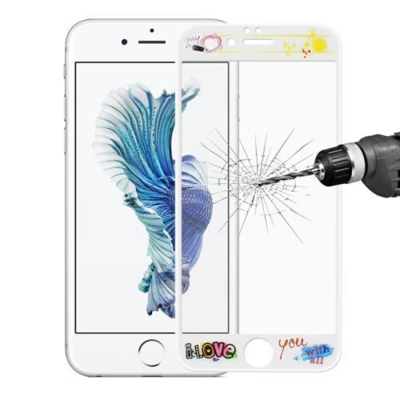 3D glass celoplošné ochranné tvrzené sklo na iPhone 6 Plus a 6s Plus - i love you