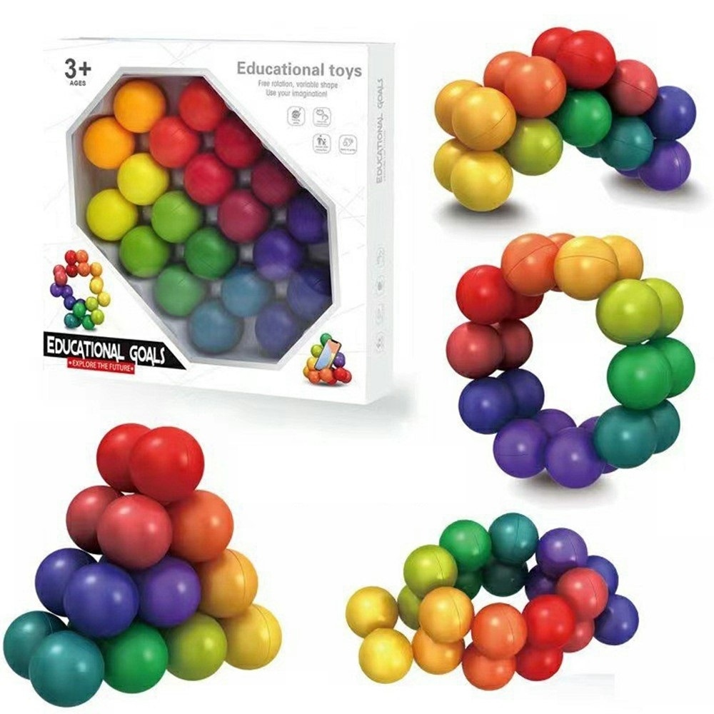 3D kreativní hlavolam duhové spojovací kuličky
