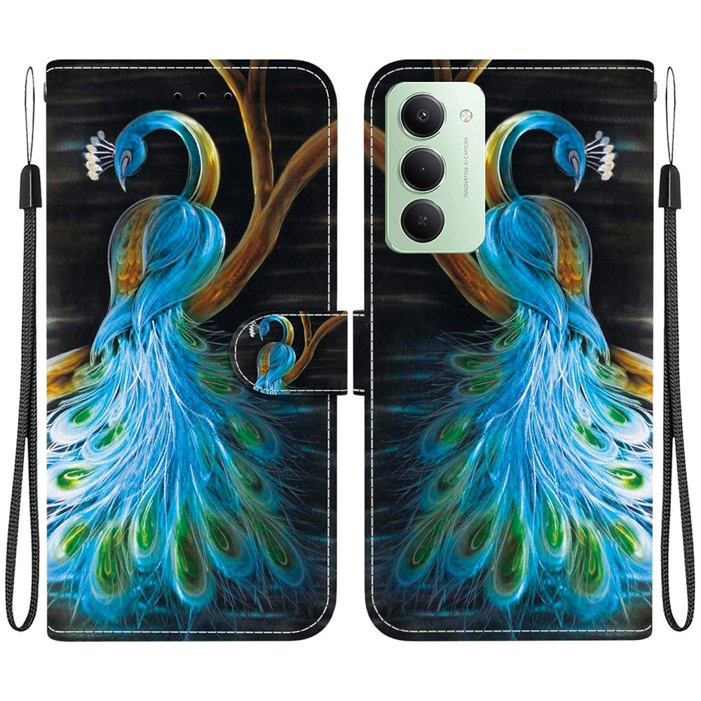 Versatile knížkové pouzdro na Xiaomi Redmi 15 4G (171mm) - páv
