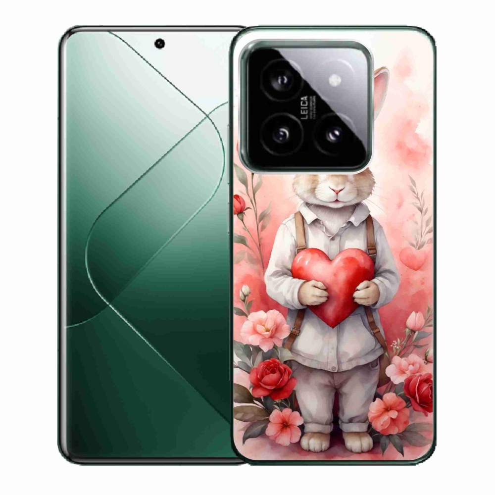 Gelový kryt mmCase na Xiaomi 14 - zajíc se srdíčkem