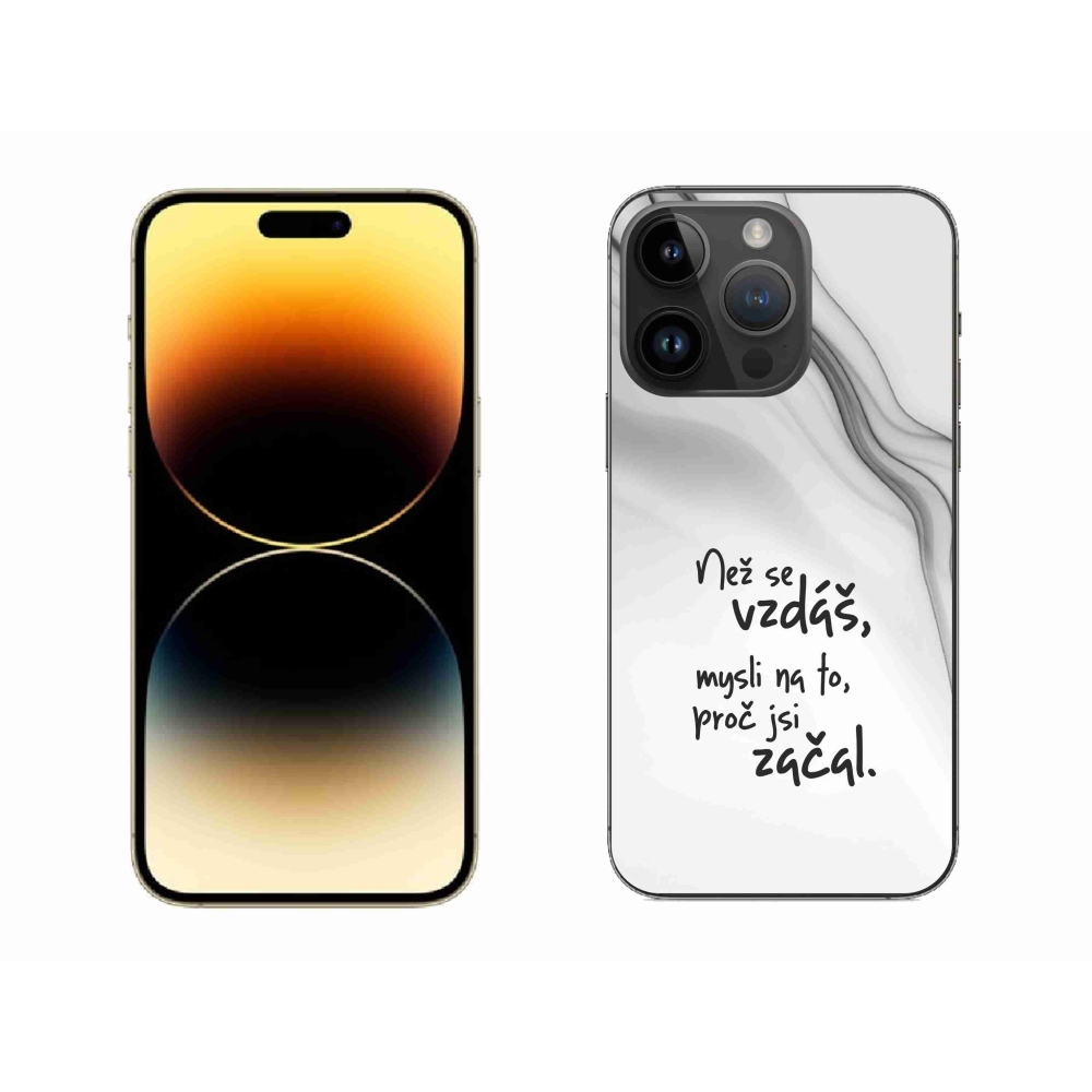 Gelový kryt mmCase na iPhone 14 Pro Max 6.7 - citát 2 bílé pozadí