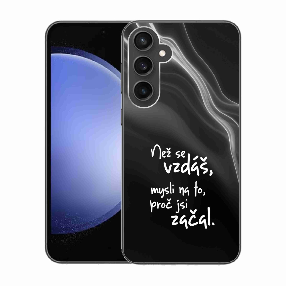 Gelový kryt mmCase na Samsung Galaxy S23 FE - citát 2 černé pozadí